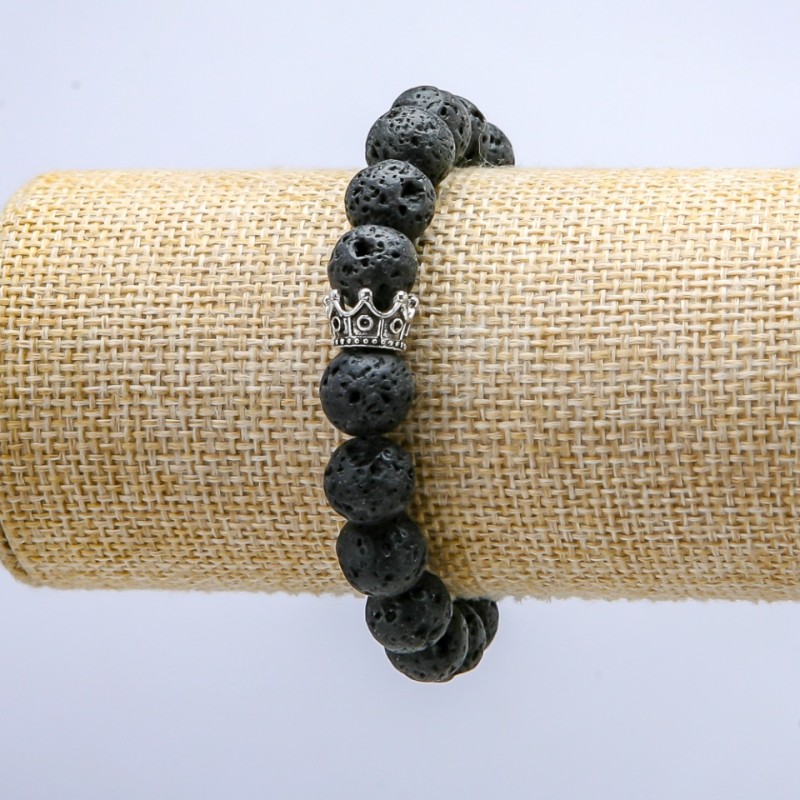 Lava Stretch Bracelet, 10mm+/- Diameter, with Crown