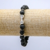 Lava Stretch Bracelet, 8mm+/- Diameter, with Dumbbell Charm and Inserts
