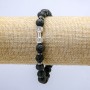 Lava Stretch Bracelet, 8mm+/- Diameter, with Dumbbell Charm and Inserts