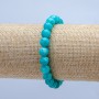 Aquamarine Natural Stone Stretch Bracelet, Smooth Round Beads, 8mm+ Diameter