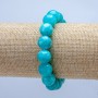 Aquamarine Natural Stone Bracelet on Elastic, Smooth Bead, Diameter 12mm +
