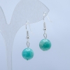 Burmese Jadeite Natural Stone Earrings, Smooth Bead, Diameter 10mm+/-, Length 33mm