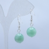 Burmese Jadeite Natural Stone Earrings, Smooth Round Beads, 12mm+/- Diameter, 35mm Length
