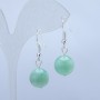 Burmese Jadeite Natural Stone Earrings, Smooth Round Beads, 12mm+/- Diameter, 35mm Length
