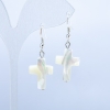 White Mother-of-Pearl Cross Earrings, 20x15mm Diameter, 45mm+ Length