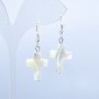White Mother-of-Pearl Cross Earrings, 20x15mm Diameter, 45mm+ Length