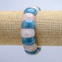 Bracelet on Elastic with Natural Rose Quartz and Aquamarine Stone, Smooth Link 20x12mm+