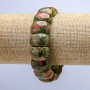 Heliotrope & Unakite Bracelet on Elastic Band, Smooth Link 20x12mm+