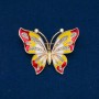Sale! Butterfly Brooch, enamel, white rhinestones, gold-tone metal 54x43mm +