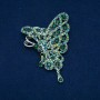 Sale! Butterfly Brooch, green and petrol rhinestones, gold-tone metal 75x50mm +
