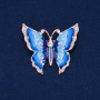 Sale! Butterfly Brooch, White Rhinestones, Light & Dark Blue Enamel, Gold-Tone Metal 47x52mm +