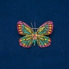 Sale! Butterfly Brooch, yellow, green, raspberry rhinestones, gold-tone metal 35x48mm +