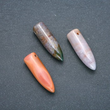 Jasper Stone Ball Pendulum Pendant, Assorted 13x40mm (+/-), No Loop
