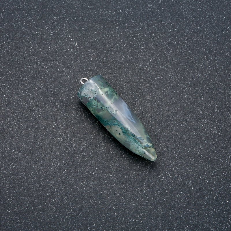 Moss Agate Ball Pendulum Pendant 13x40x45mm (+-)