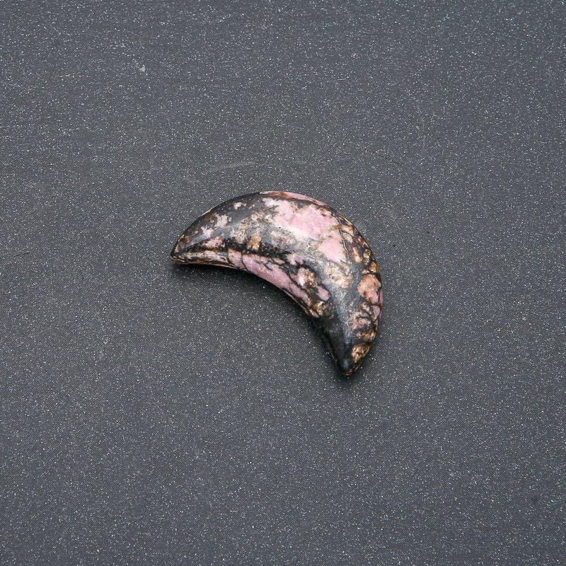 Rhodonite Stone Crescent 12x30x8mm (+-) No Hole