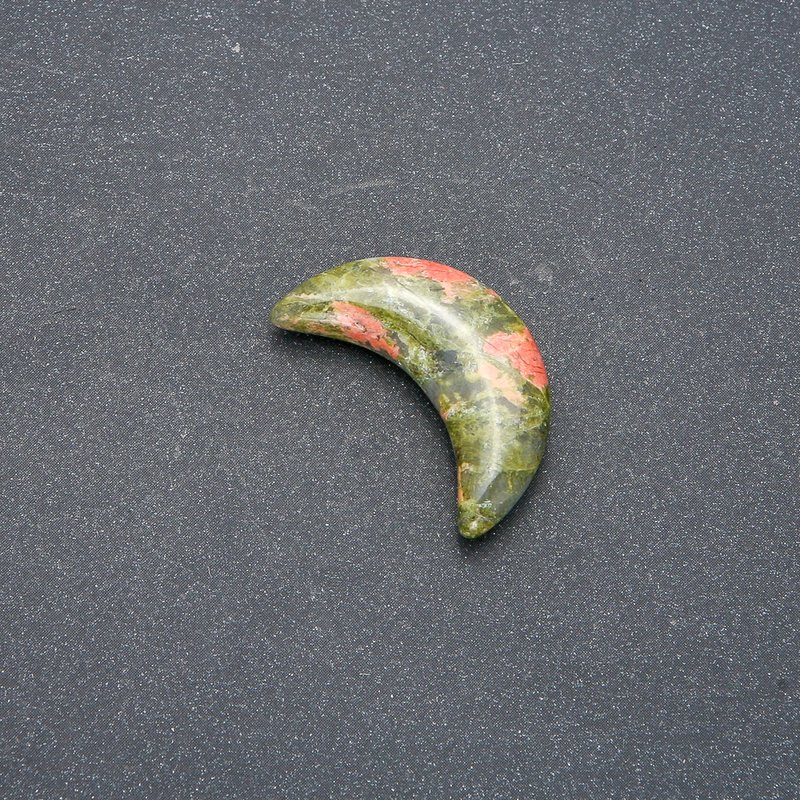 Unakite Heliotrope Stone Crescent 12x30x8mm (+-) No Hole