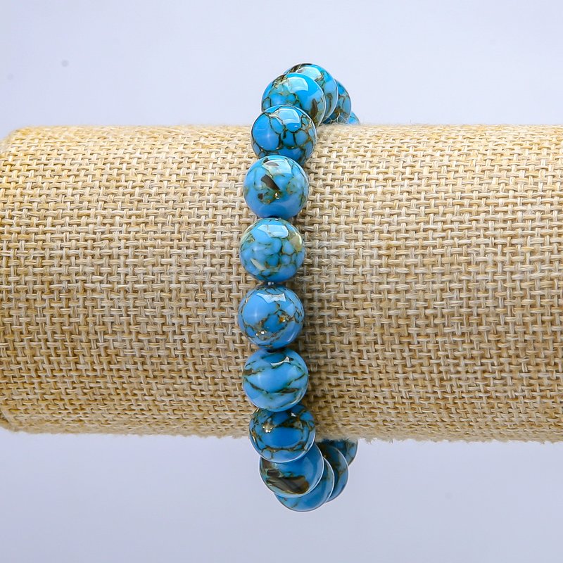 Imperial Jasper (Pressed) Bracelet on Elastic, Smooth Bead, Diameter 12mm+/-, Length 18cm+