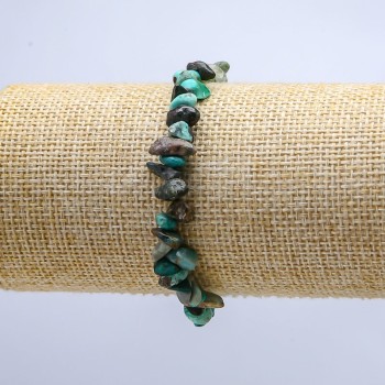 Chrysocolla Stone Bracelet on Elastic, Chip Beads, Diameter 10mm, Length 18cm