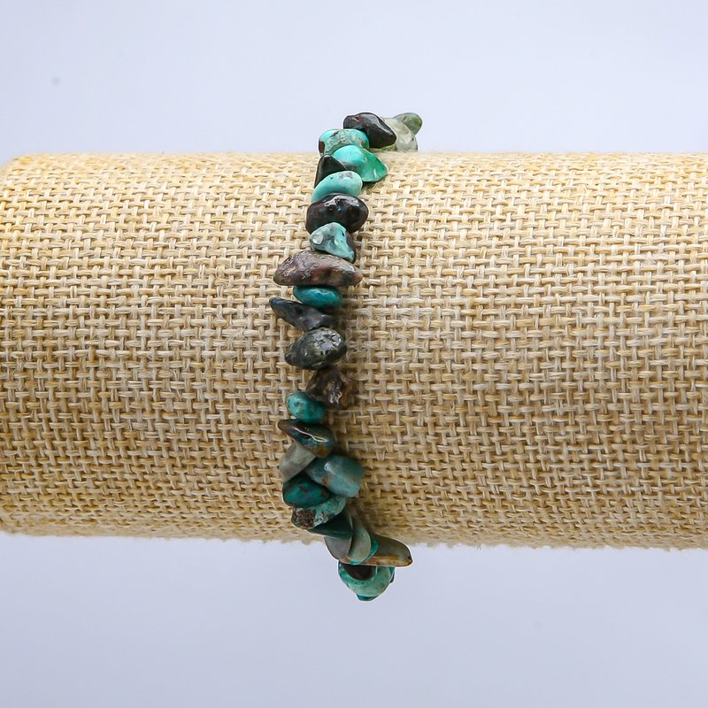 Chrysocolla Stone Bracelet on Elastic, Chip Beads, Diameter 10mm, Length 18cm