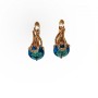 Xuping 18K Gold-Plated Earrings with White Rhinestones and Blue Crystal, Diameter 15x8mm +