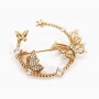 Xuping 18K Gold-Plated Brooch with White and Petrol-Tone Rhinestones, Diameter 32x35mm +