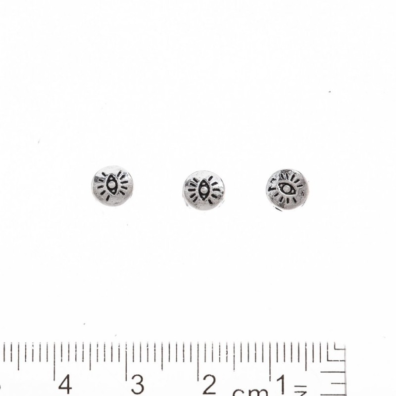Jewellery Finding Eye Bead Insert, silver metal colour, hole diameter 1.5mm, pack 20g +/- 51pcs