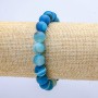Elastic Bracelet, Matte Blue Agate, 10mm Diameter, 18cm+ Length