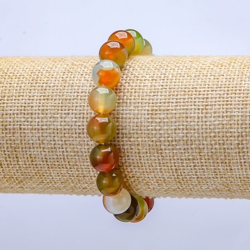 Brazilian Agate Round Bead Bracelet on Elastic, diameter 10mm, length 18cm+