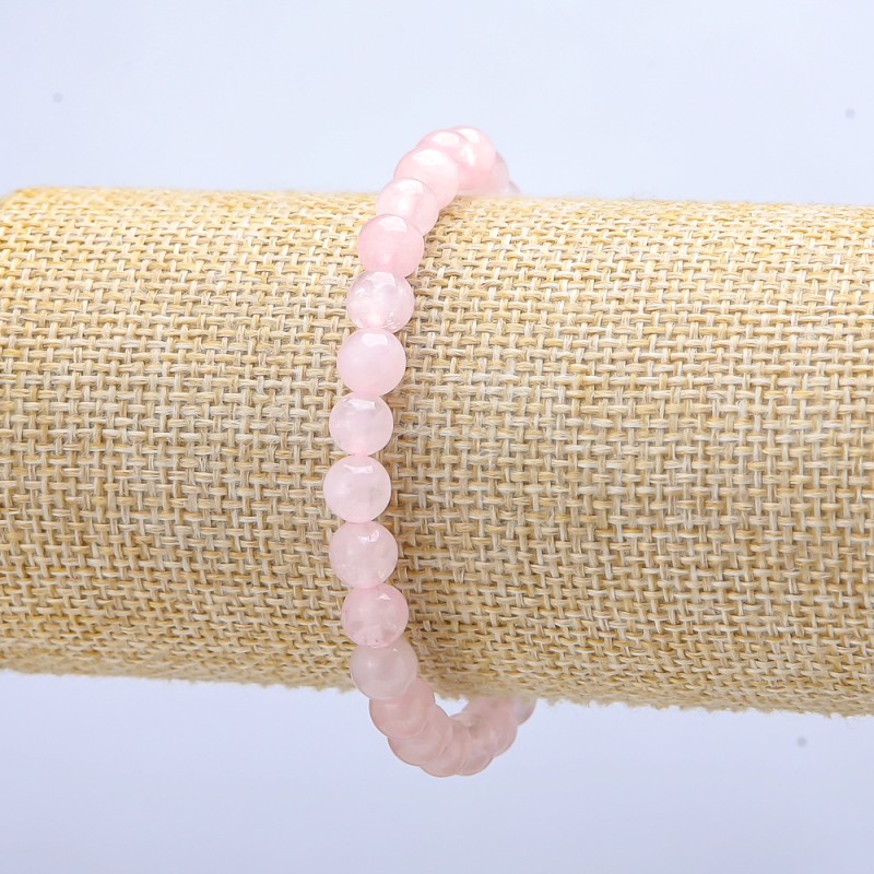 Rose Quartz Round Bead Bracelet on Elastic, diameter 6mm+-, length 18cm+