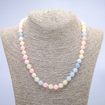 Morganite Natural Stone Necklace, diameter 8mm, length 45cm+