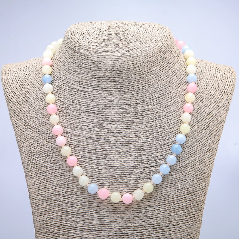 Morganite Natural Stone Necklace, diameter 8mm, length 45cm+