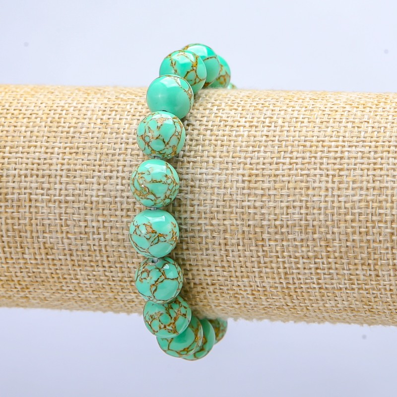 Imperial Jasper Green (Pressed) Round Bead Bracelet on Elastic, diameter 10mm+-, length 18cm+