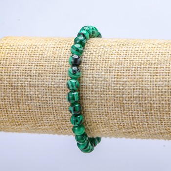 Elastic Bracelet Malachite (pressed) smooth bead, diameter 6mm+/-, length 18cm+