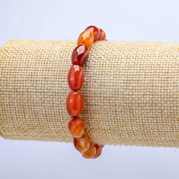 Carnelian Barrel Bead Stretch Bracelet, Diameter 8x12mm+/-, Length 18cm+