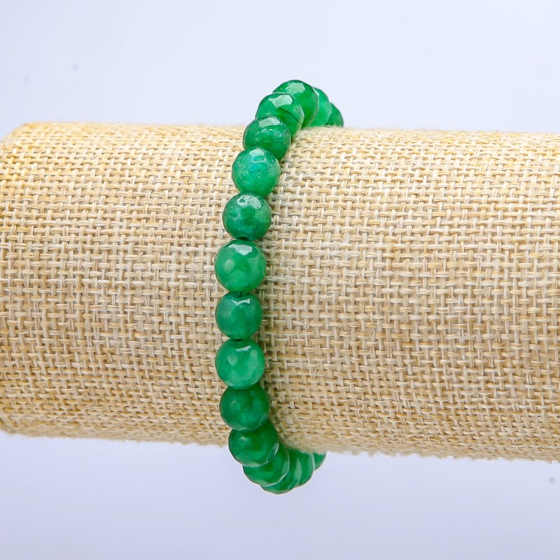 Imitation Chrysoprase Faceted Bead Stretch Bracelet, Diameter 7.5mm+/-, Length 18cm+
