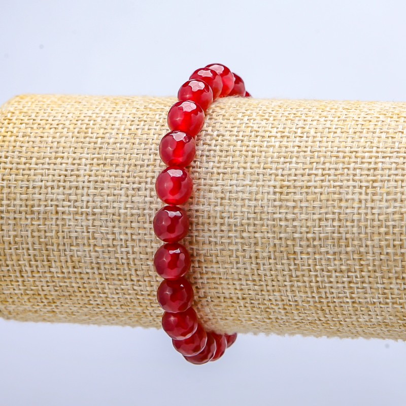 Imitation Tourmaline Faceted Bead Stretch Bracelet, Diameter 8mm, Length 18cm+