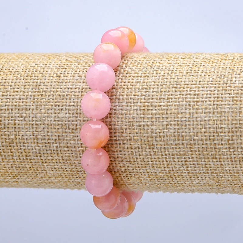 Elastic Bracelet Tinted Quartz Smooth Bead, Diameter 10mm+-, Length 18cm+