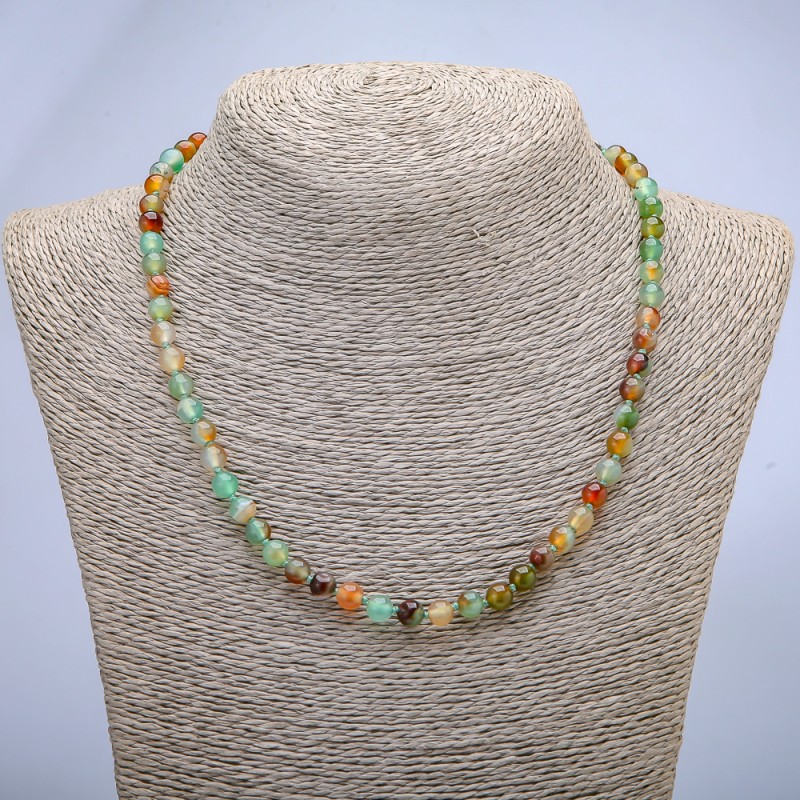 Brazilian Agate Smooth Bead Necklace, Diameter 6mm, Length 45cm+