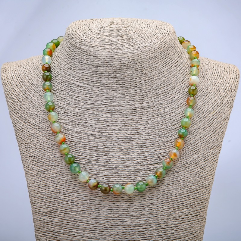 Brazilian Agate Necklace, smooth round beads, 8mm diameter, 45cm+ length