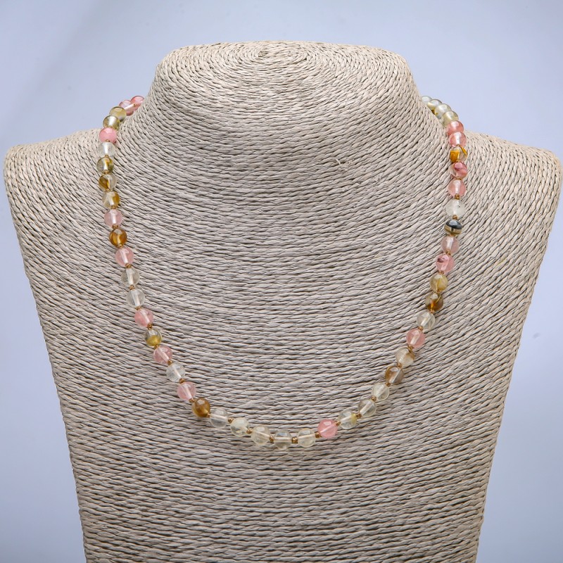 Natural Chalcedony Assorted Bead Necklace, Diameter 6mm(+/-), Length 45cm+