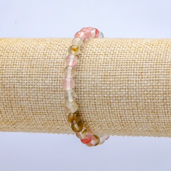 Natural Chalcedony Assorted Bead Stretch Bracelet, Diameter 6mm(+/-), Length 18cm+