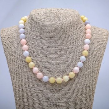 Natural Morganite Smooth Bead Necklace, Diameter 10mm+/-, Length 48cm+