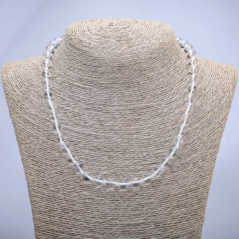 Rock Crystal Necklace, smooth round beads, diameter 8mm+/-, length 45cm+