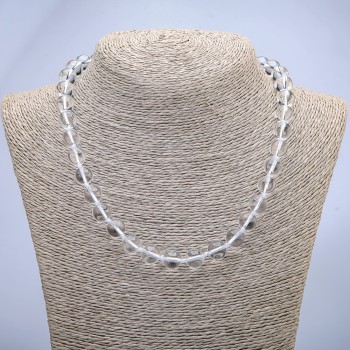 Rock Crystal Necklace, smooth round beads, diameter 10mm+/-, length 45cm+
