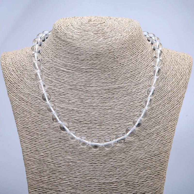 Rock Crystal Necklace, smooth round beads, diameter 10mm+/-, length 45cm+