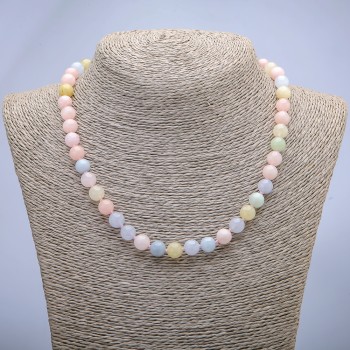 Natural Morganite Necklace, smooth round beads, diameter 8mm+/-, length 45cm+