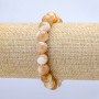 Natural Beige Mother-of-Pearl Bracelet on Elastic, smooth round beads, diameter 10mm+/-, length 18cm+