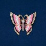 Sale! Butterfly Brooch, golden metal, enamel, white rhinestones 46x52mm+