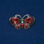 Sale! Butterfly Brooch, gold-tone metal, enamel, green rhinestone, 48x27mm+