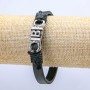 Bracelet with Metal Insert, length 21cm, thickness 10mm, black eco-leather